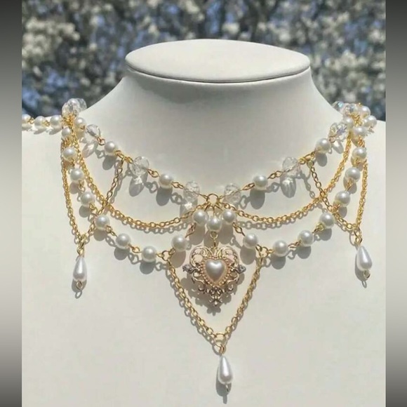 Fairycore Y2k Classic Fashion Statement Conversation Faux Pearl Pendant Necklace - Picture 3 of 4